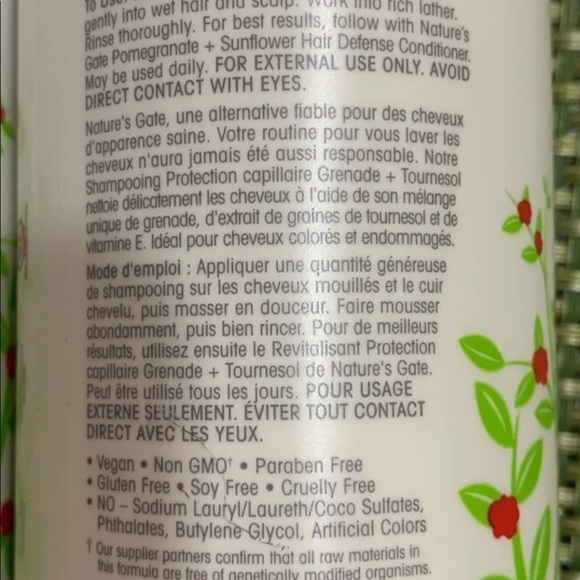 Nature’s Gate pomegranate sunflower vegan shampoo - Picture 2 of 3